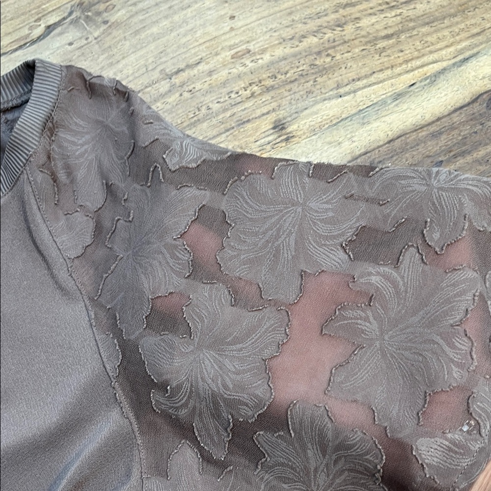 Nordstrom Rack Mocha Blouse with Floral Sleeves - Picture 6 of 9